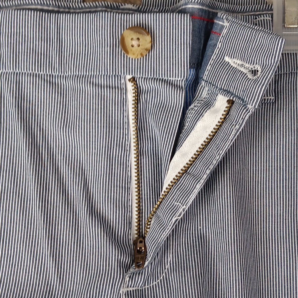 Tommy Hilfiger Womens 12 Blue Pin Striped Chinos Straight Legged Pants - Picture 3 of 10